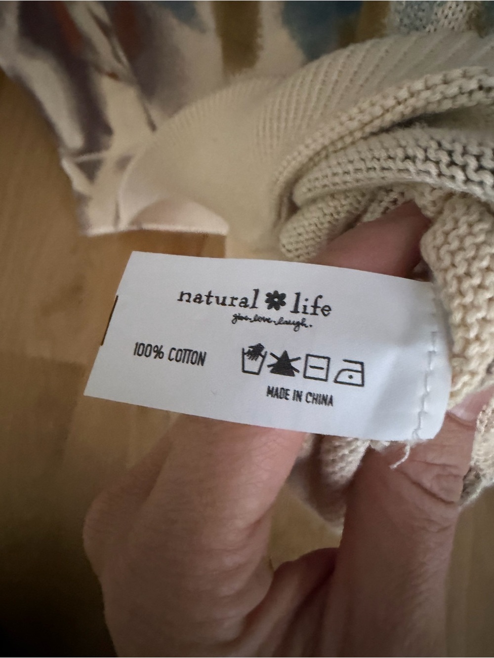 NATURAL LIFE Cream Crewneck Sweater with Blue, Olive & Rust Tie-Dye - Picture 4 of 5